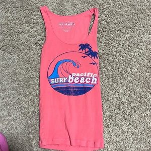 pink/coral vintage pacific surf beach tank